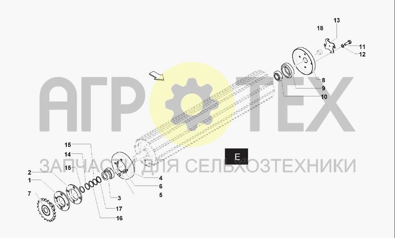 Чертеж ROLLER E SPROCKET SUPPORT