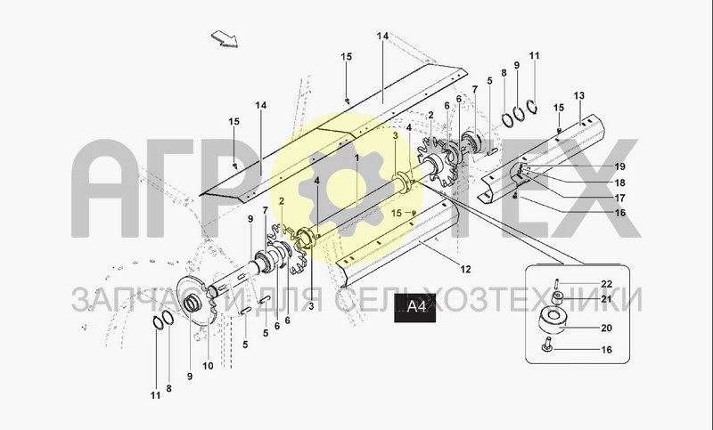 Чертеж MAIN SHAFT-SPROCKETS-CHAIN A4