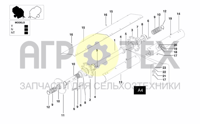 Чертеж MAIN SHAFT-SPROCKETS-CHAIN