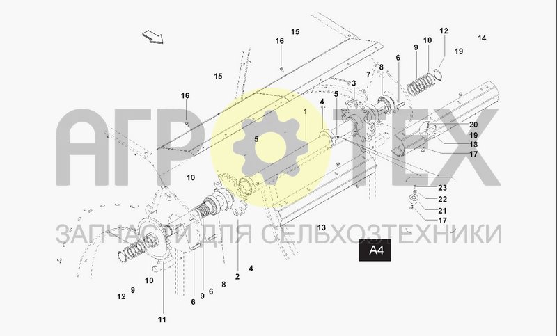 Чертеж MAIN SHAFT-SPROCKETS-CHAIN A4