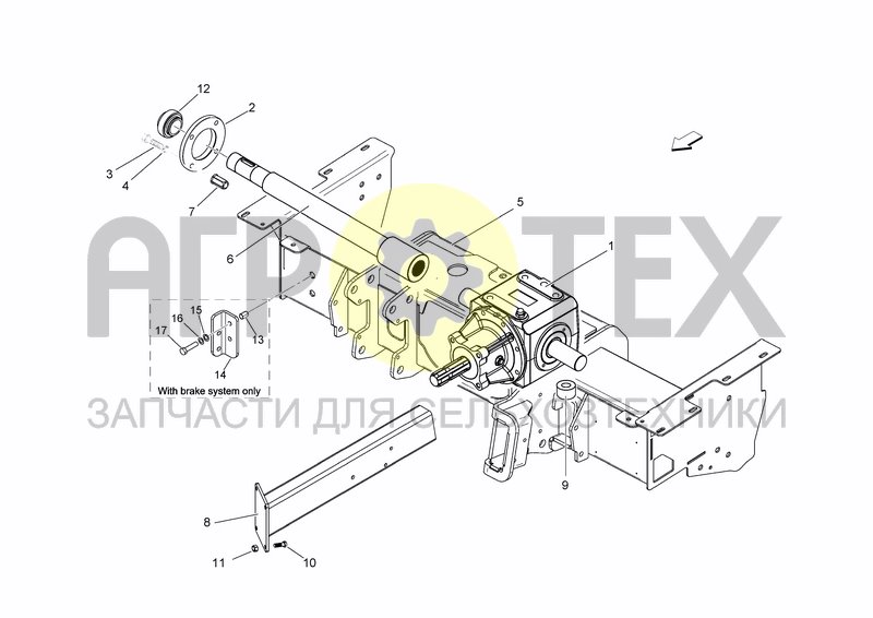 Чертеж FRONT BAR AND GEARBOX