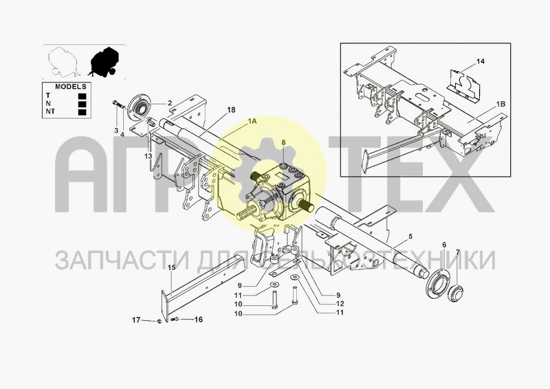 Чертеж FRONT BAR & GEAR BOX