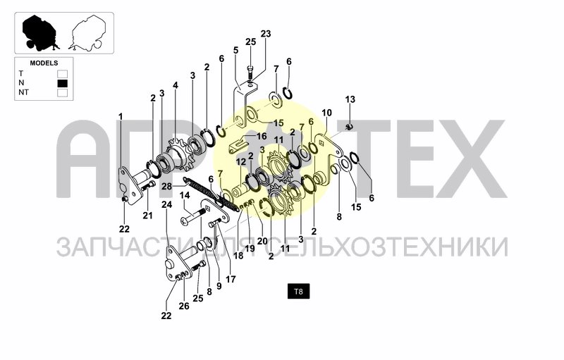 Чертеж TRANSMISSION ROLLER F-PICKUP