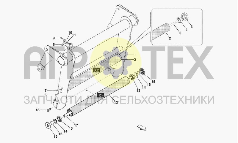 Чертеж BELT TENSIONER X1 - X2