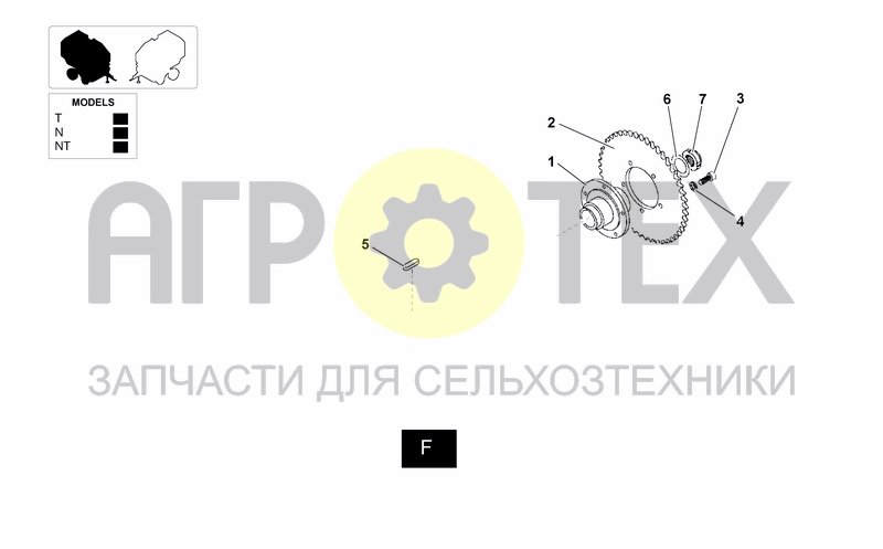 Чертеж TRANSMISSION ROLLER F-RAKE FEEDER