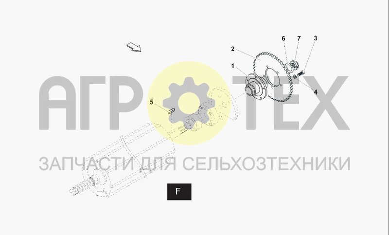 Чертеж TRANSMISSION ROLLER F-RAKE FEEDER