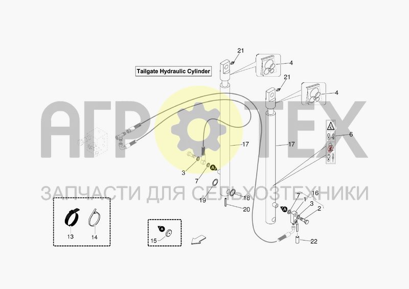 Чертеж TAILGATE CYLINDERS