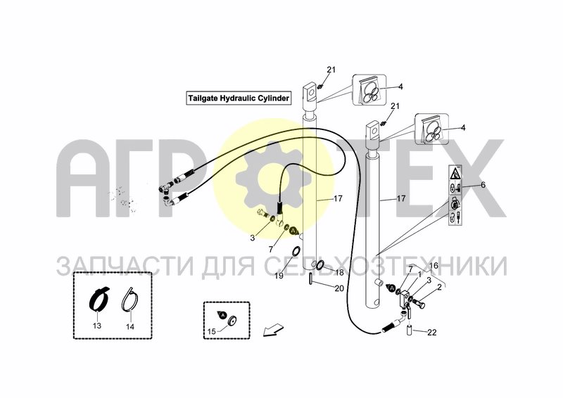 Чертеж TAILGATE CYLINDERS