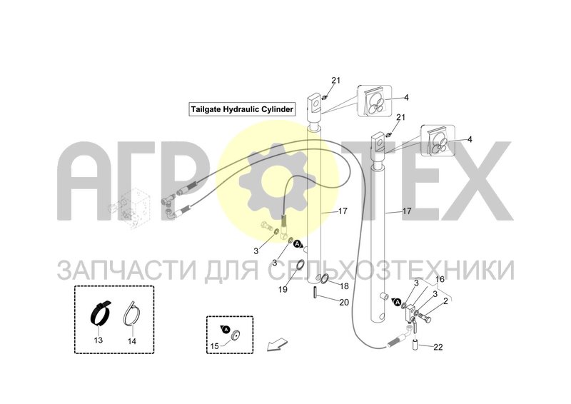 Чертеж TAILGATE HYDRAULIC CYLINDER