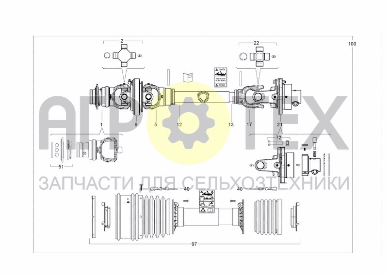 Чертеж PTO DRIVE SHAFT