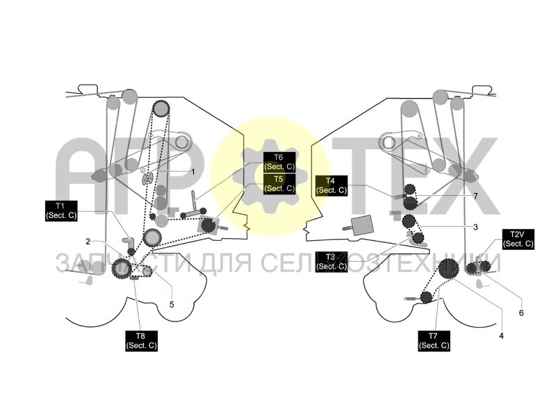 Чертеж CHAINS AND TENSIONERS