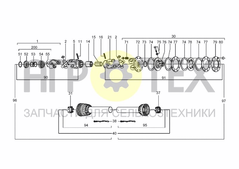 Чертеж PTO DRIVE SHAFT