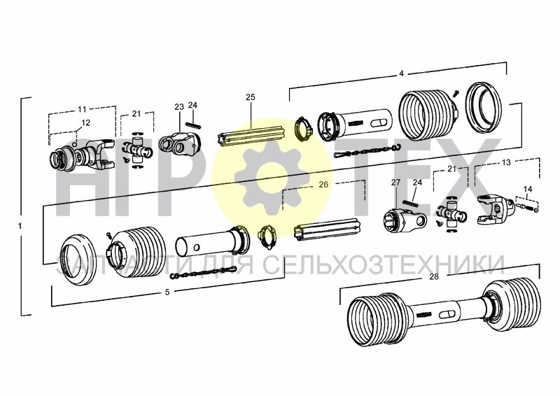 Чертеж PTO DRIVE SHAFT