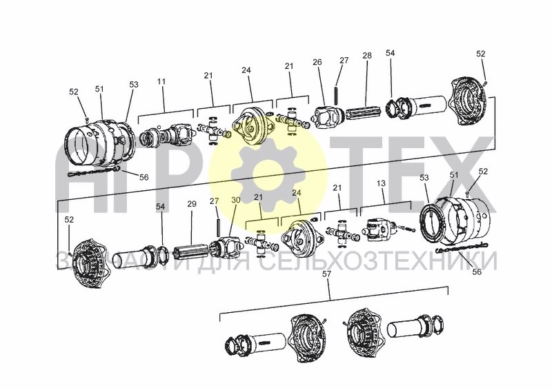 Чертеж PTO DRIVE SHAFT