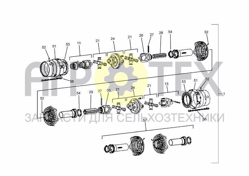 Чертеж PTO DRIVE SHAFT