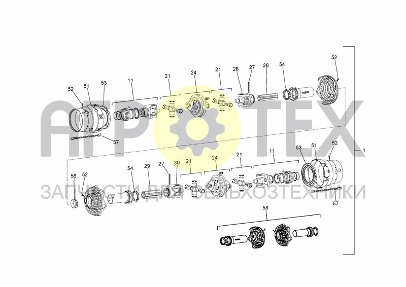 Чертеж PTO DRIVE SHAFT