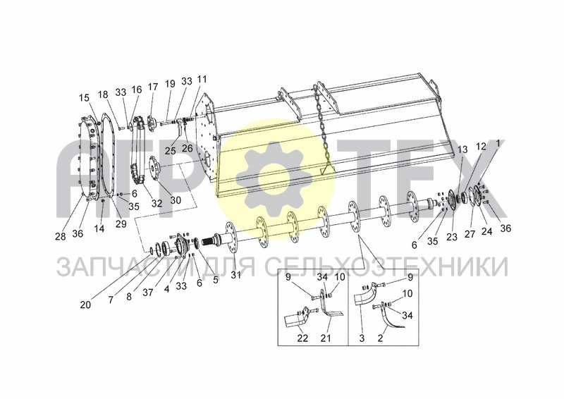 Чертеж LATERAL TRANSMISSION AND ROTOR (150-180)