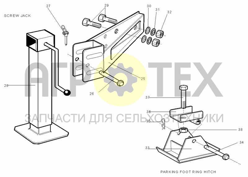 Чертеж SCREW JACK & PARKING FOOT