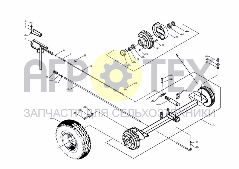 Чертеж AXLE, WHEELS