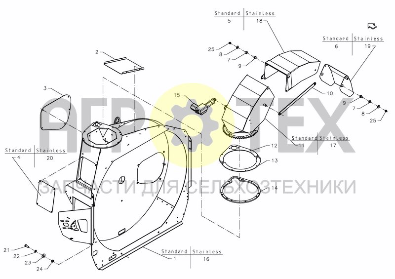 Чертеж FLYWHEEL HOUSING, SWIVEL CHUTE