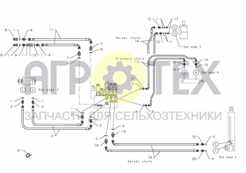 Чертеж HYDRAULIC HOSES, ELECTRIC CONTROL