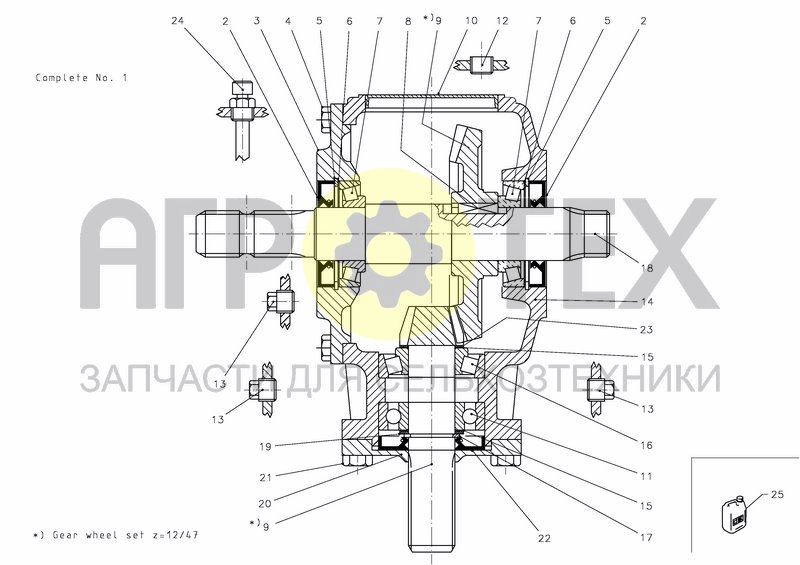 Чертеж BEVEL GEAR, COMPLETE