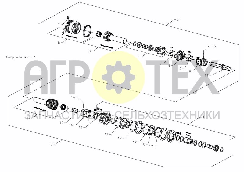 Чертеж PTO SHAFT, WIDE ANGLE