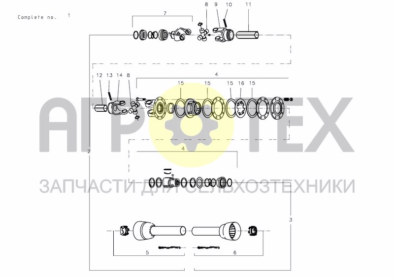 Чертеж PTO SHAFT, STANDARD