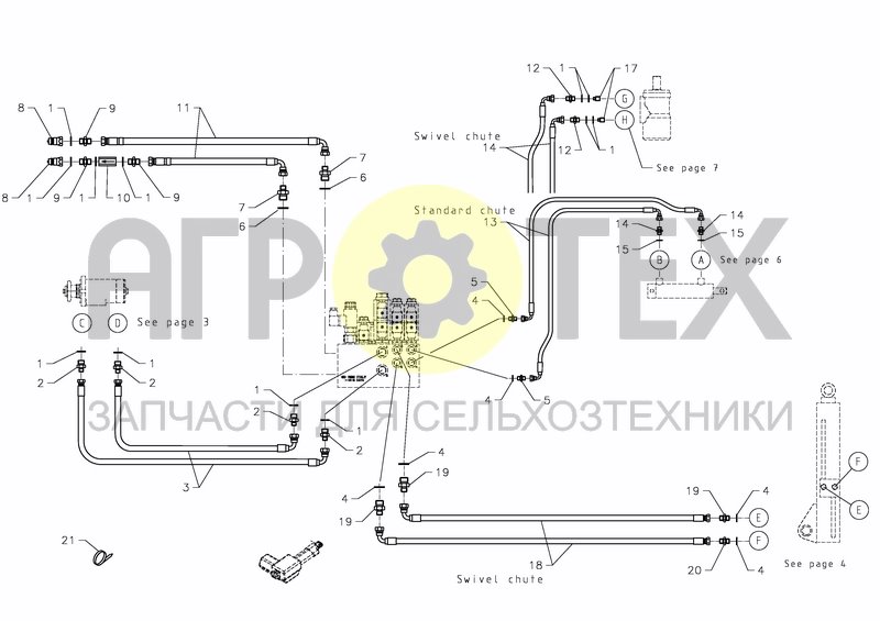 Чертеж HYDRAULIC HOSES, ELECTRIC CONTROL