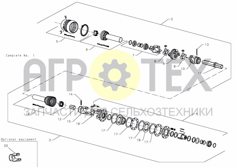 Чертеж PTO SHAFT, WIDE ANGLE