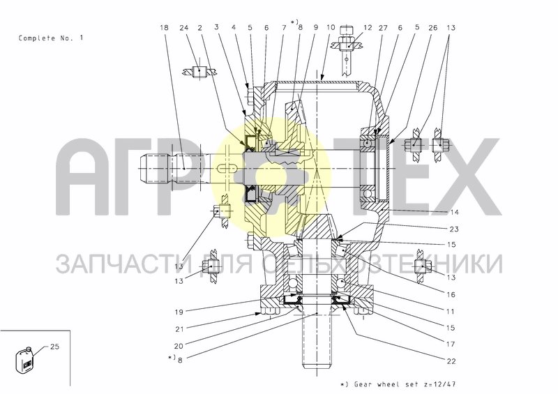 Чертеж BEVEL GEAR, COMPLETE