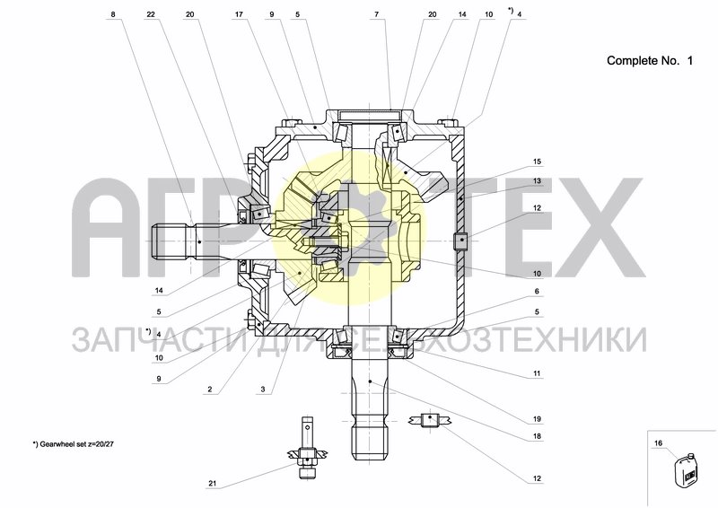 Чертеж BEVEL GEAR, COMPLETE