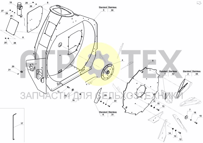 Чертеж FLYWHEEL HOUSING, SWIVEL CHUTE