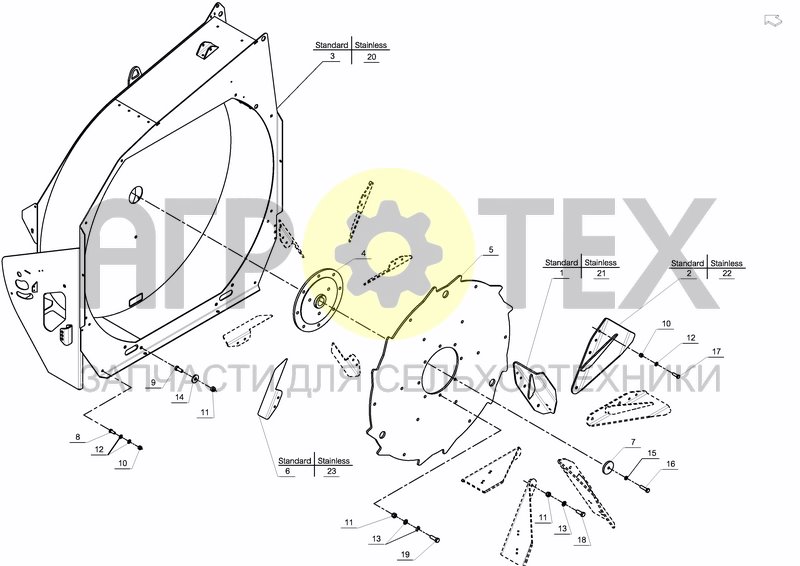 Чертеж FLYWHEEL HOUSING, STANDARD CHUTE