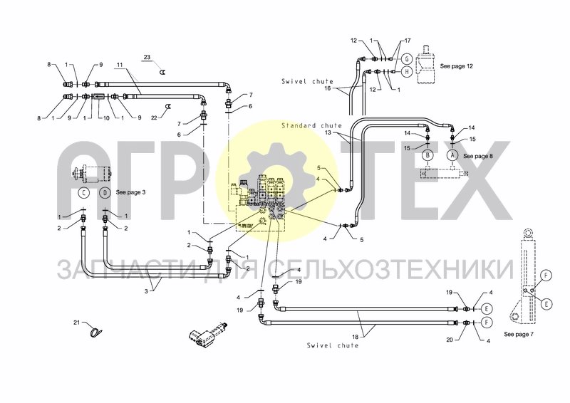 Чертеж HYDRAULIC HOSES, ELECTRIC CONTROL