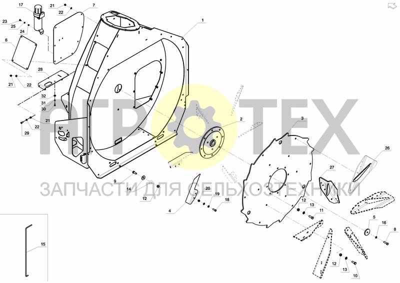 Чертеж FLYWHEEL HOUSING, SWIVEL CHUTE