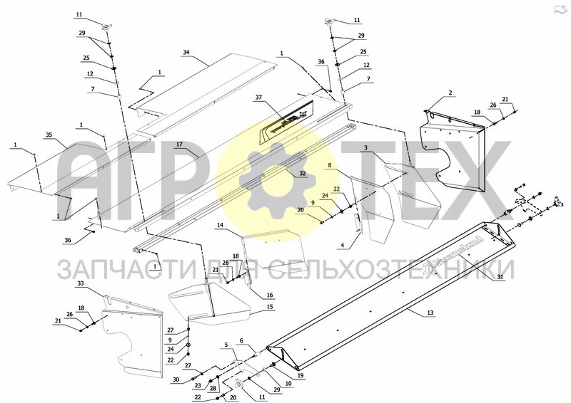 Чертеж REAR END & DEFLECTOR PLATE