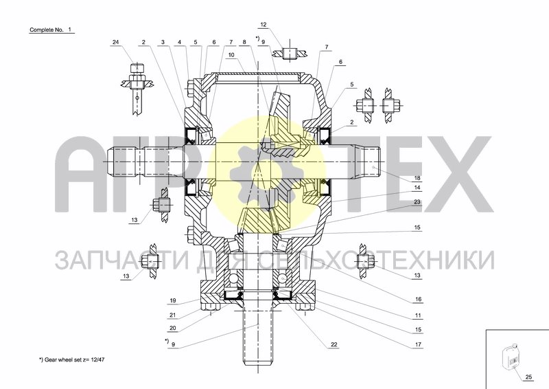 Чертеж BEVEL GEAR, COMPLETE