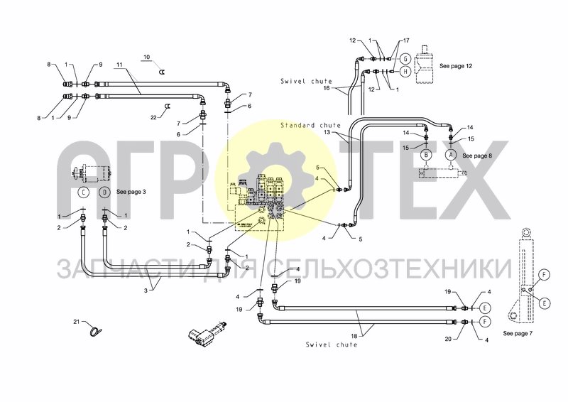 Чертеж HYDRAULIC HOSES, ELECTRIC CONTROL