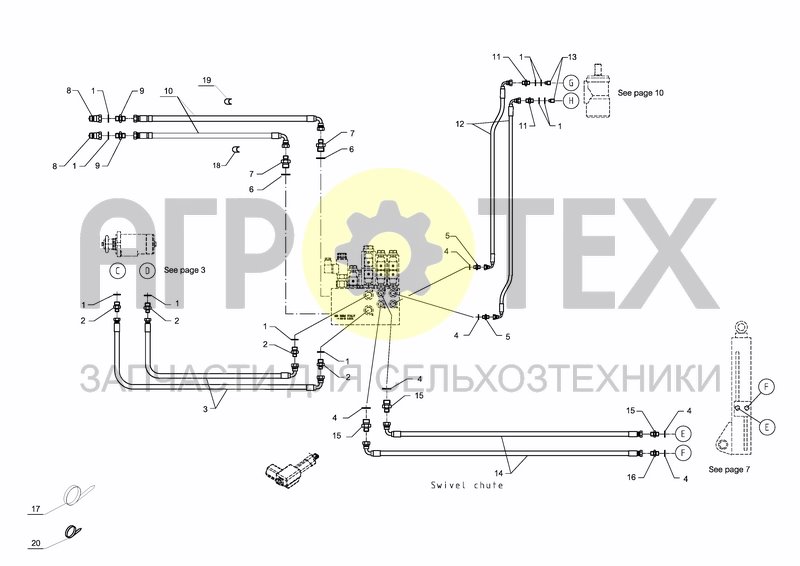 Чертеж HYDRAULIC HOSES, ELECTRIC CONTROL