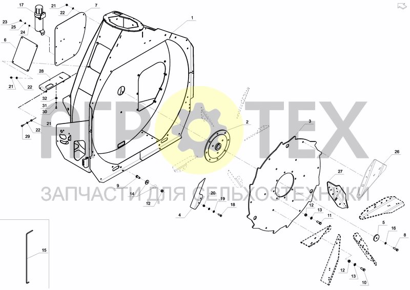 Чертеж FLYWHEEL HOUSING, SWIVEL CHUTE