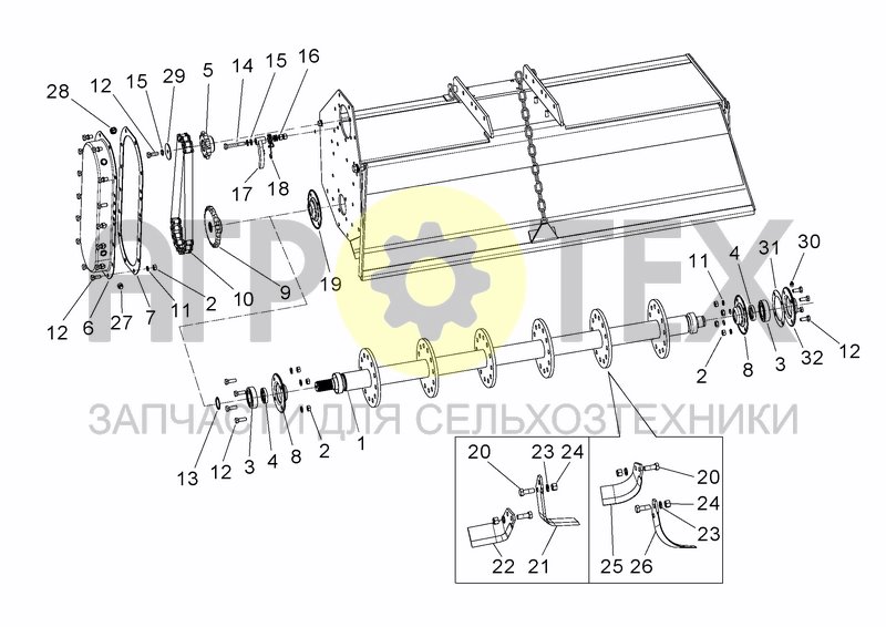 Чертеж LATERAL TRANSMISSION AND ROTOR 100-130