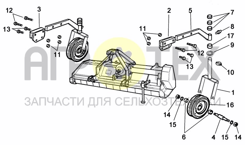 Чертеж FM90-120-150-180 REAR WHEELS (OPTIONAL)