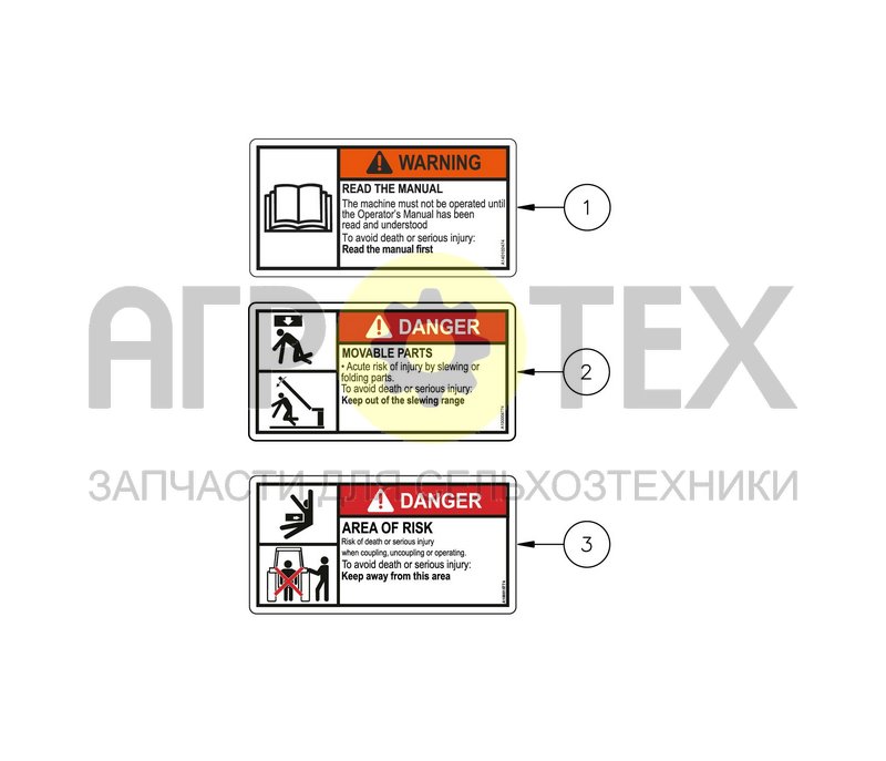 Чертеж ANSI ENGLISH SAFETY DECALS