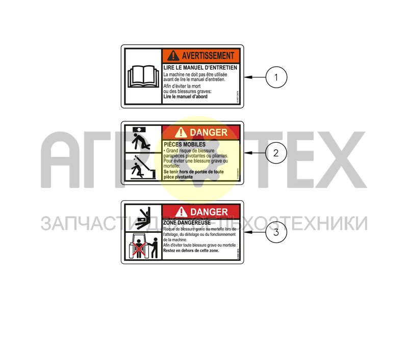 Чертеж ANSI FRENCH SAFETY DECALS