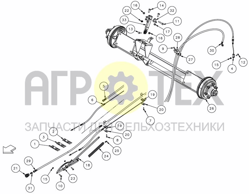 Чертеж AXLE WITH MECANICAL BRAKES EQUIP.