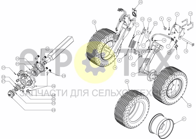 Чертеж DEPTH CONTROL WHEELS