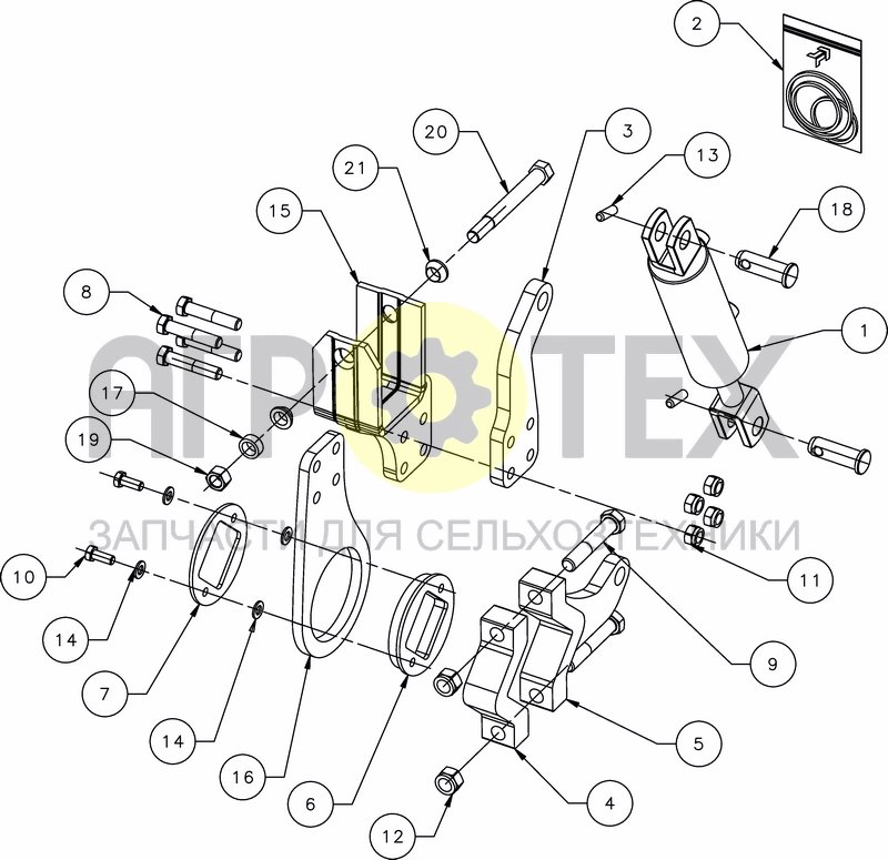 Чертеж EQUIPPED FCD BEARING + HYD. CYL. D70