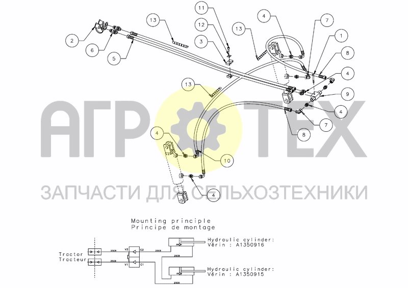 Чертеж FCD HYDRAULIC KIT FOR FOLDABLE MACHINE