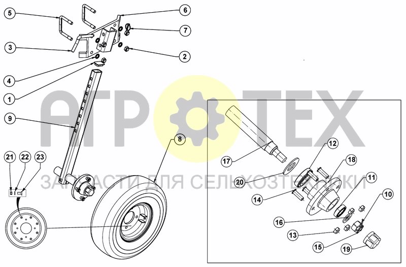 Чертеж DEPTH CONTROL WHEEL (RIGID FRAME)